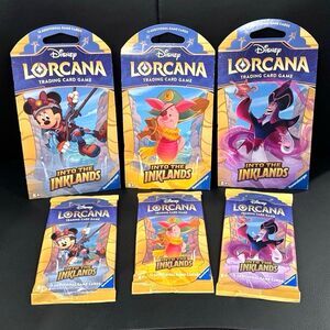 Disney Lorcana Into the Inklands Booster Packs Lot – 6 Total (Brand New/Sealed)